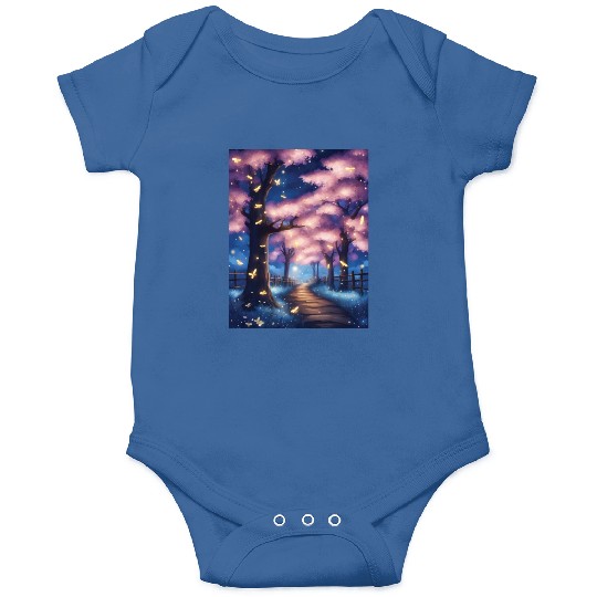 Fireflies In Cherry Blossom Trees Onesies