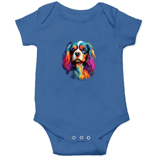 Watercolor Colorful Cavalier King Charles Spaniel Onesies