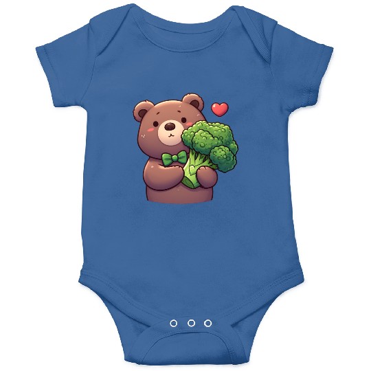 Bear in love hugs huge broccoli Onesies