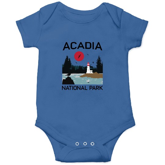 Acadia National Park 80s Maine Mount Island Onesies
