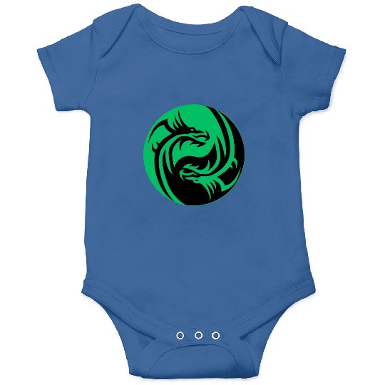 tow Dragonball in circle green and black Onesies