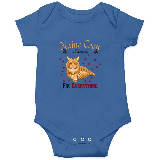 Maine Kisses Fix Everything Cute Maine Cat Lover Onesies