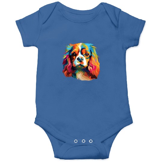 Watercolor Colorful Cavalier King Charles Spaniel Onesies