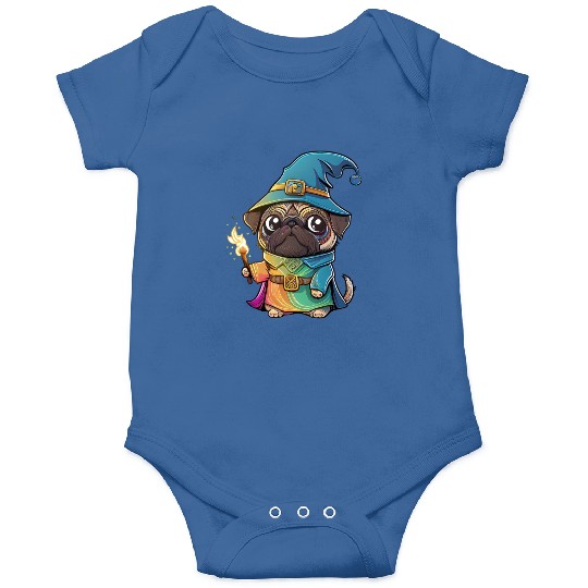 Colorful Kawaii Pug Wizard Onesies