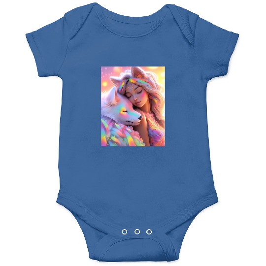 Rainbow Friends - White Wolf and Girl Onesies