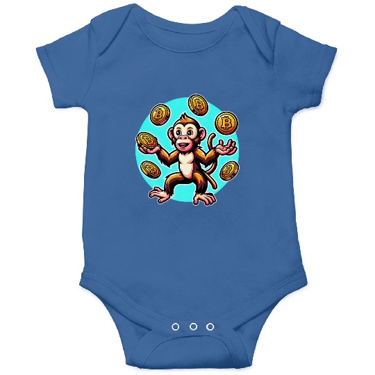Bitcoin Juggling Monkey - Digital Art Onesies
