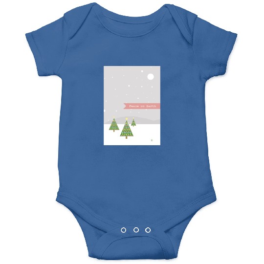 Peace On Earth Christmas Trees Falling Snow Winter Onesies