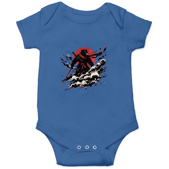 Cool Ninja Bear Japan Retro Vintage Onesies