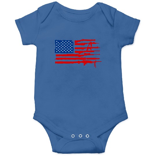 Gun Rifles American Flag Onesies
