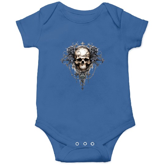 Gothic Art Print with Skull and Roses Onesies