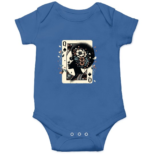 Black Queen Poker Tarot Card African American Onesies
