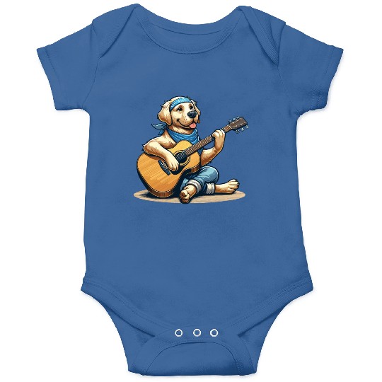 Golden Retriever playing Guitar Onesies