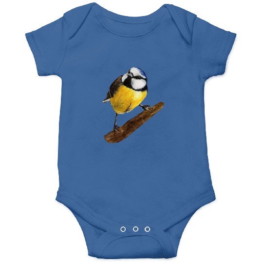 Blue tit titmouse hand painted watercolor. Onesies