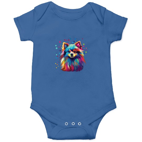 Watercolor Colorful Pomeranian Onesies