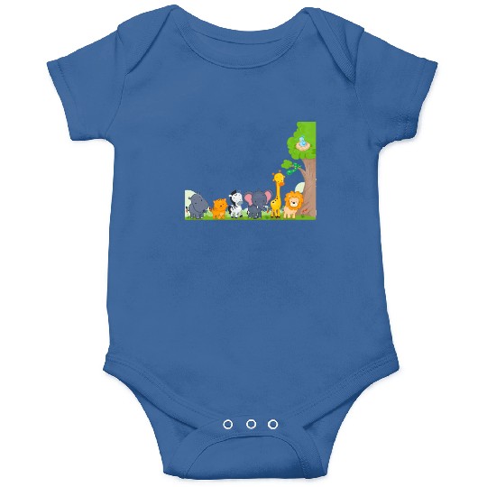 Multi zoo animals lion giraf elephant Onesies