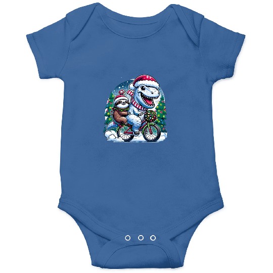 Winter Wonderland T-Rex and Sloth Cycling Duo Onesies