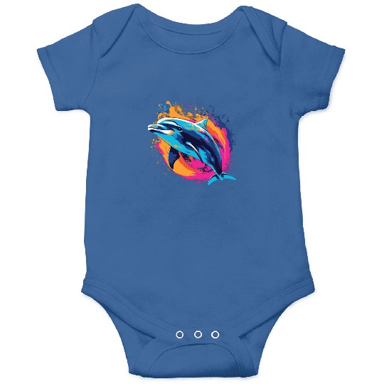 Watercolor Colorful Dolphin Colorful Animals Onesies