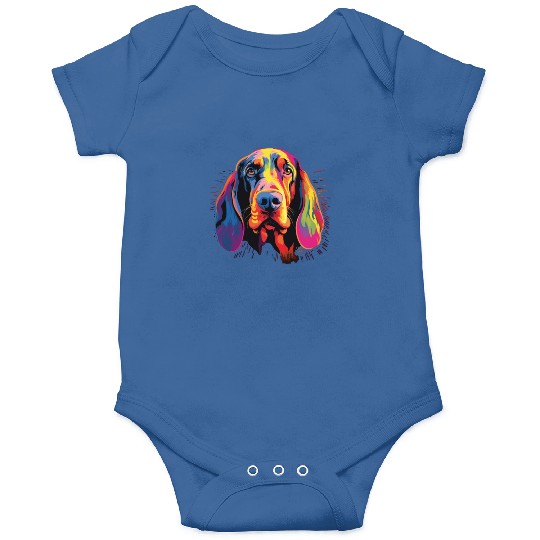Watercolor Colorful Black And Tan Coonhound Onesies