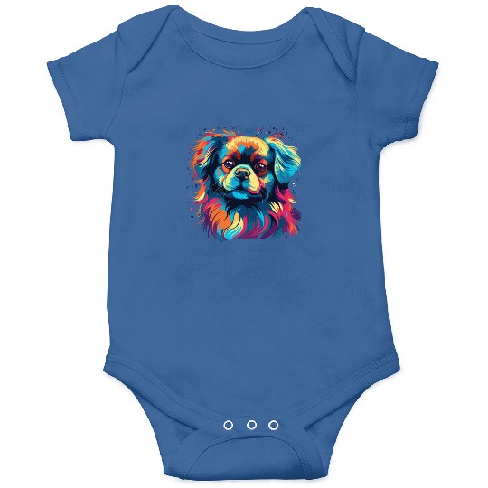 Watercolor Colorful Tibetan Spaniel Onesies