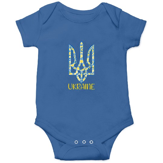 Ukraine trident in Ukrainian flag colors Onesies