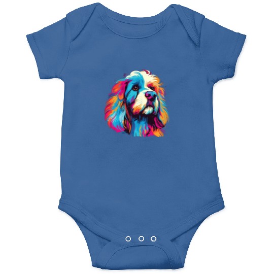 Watercolor Colorful Tibetan Spaniel Onesies