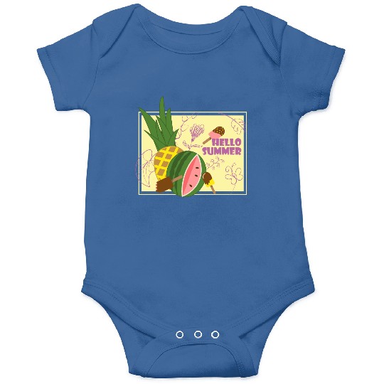 Hello summer fruit ice cream flowers & butterfly Onesies