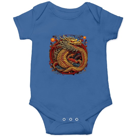 Chinese dragon. Dragon in a circle. Onesies