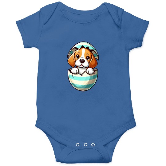 Colorful Beagle Dog Easter Egg Hatching Design Onesies