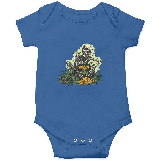 St Patricks Skeleton Pot of Gold Onesies