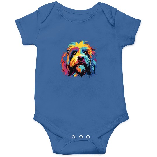 Watercolor Colorful Tibetan Spaniel Onesies
