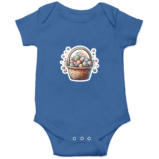 Cute Easter Egg Basket Soft Pastel Color Onesies