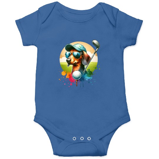 Cool Golf Player Dachshund Wiener Dog Design Onesies