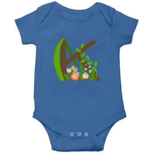 Capital letter K monogram and wildflowers Onesies