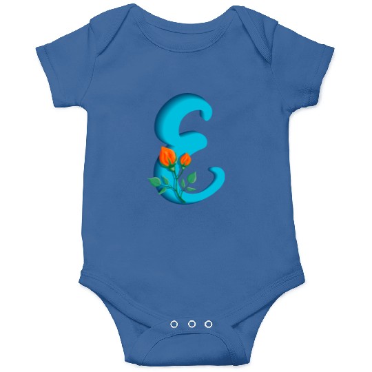 Three dimensional capital letter E rose monogram Onesies