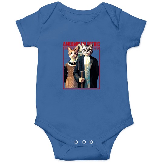 Ameowican Gothic - Timeless Farmer Feline Elegance Onesies