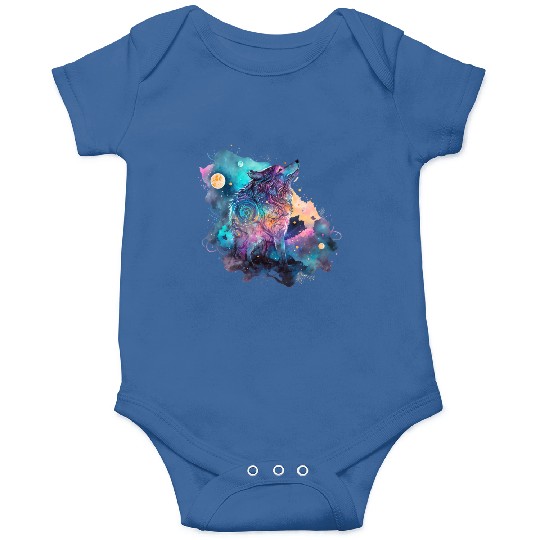 Wolf Print, Cosmic Wolves, Animal Print, Cosmos Onesies