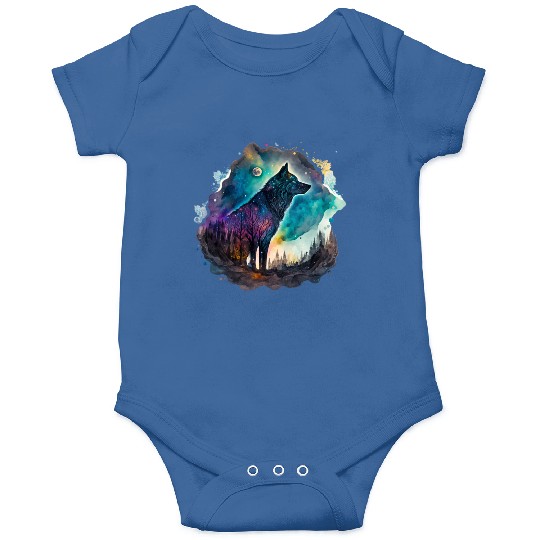 Wolf Print, Cosmic Wolves, Animal Print, Cosmos Onesies