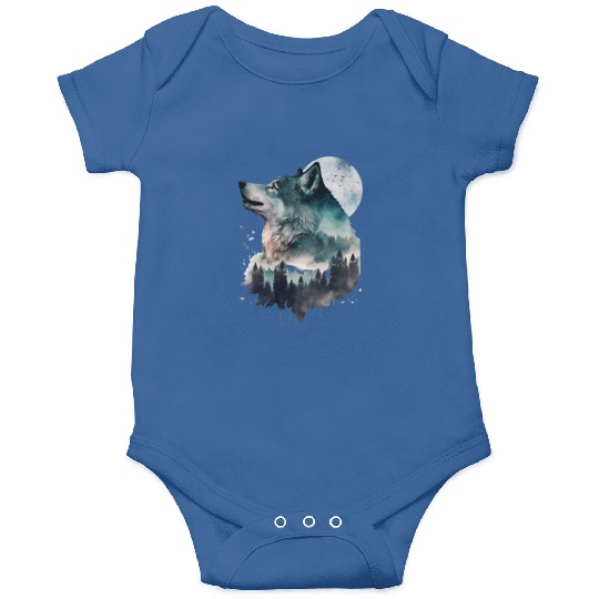 Wolf Print, Cosmic Wolves, Animal Print, Cosmos Onesies