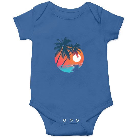 Tropical Sunset Retreat With Soaring Birds Onesies