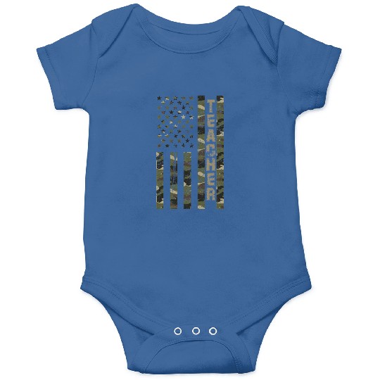 Teacher United States Distressed Camo Onesies