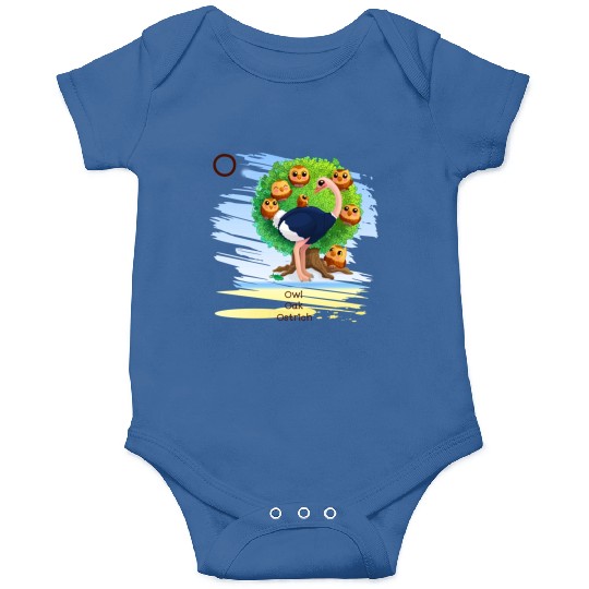 Unique Creative Cute O Alphabet Owl Oak Ostrich Onesies