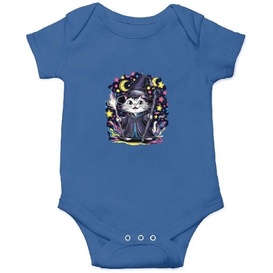 Charming Wizard Cat Casting Magic Onesies