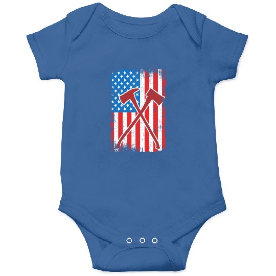 4th Of July US Firefighter Onesies