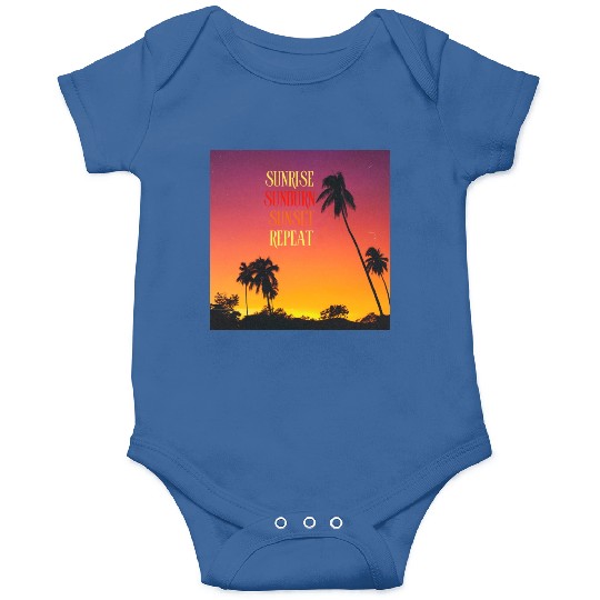 Sunrise Sunburn Sunset Repeat Beach Scene Onesies