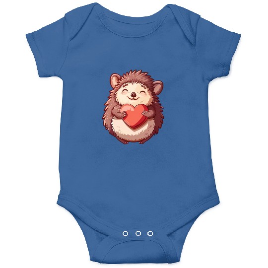 Cute Smiling Hedgehog Holding Heart - Adorable Onesies