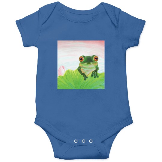 Green Frog Relaxing in the Pond Onesies
