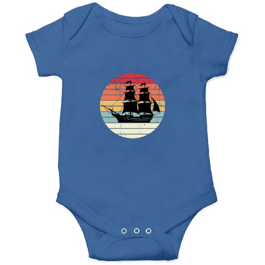Retro Pirate Ship Sailing Love Vintage Sunset Onesies