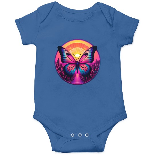 Synthwave ButterFly at Sunset Onesies
