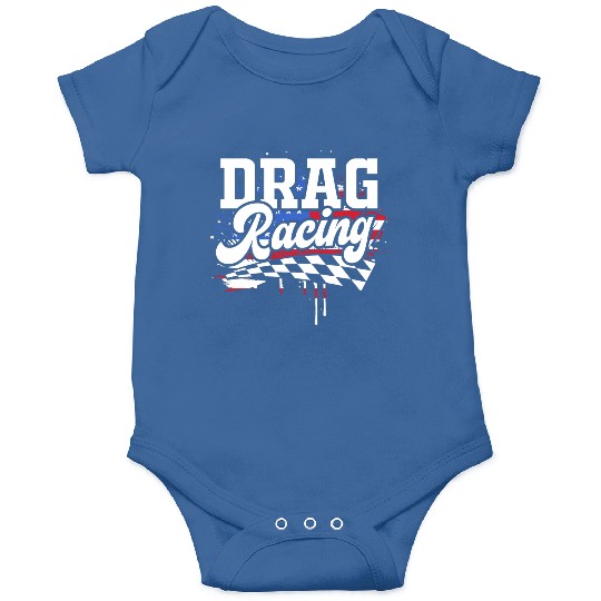 Racetrack Car Racing Lover US Flag Drag Racing Onesies