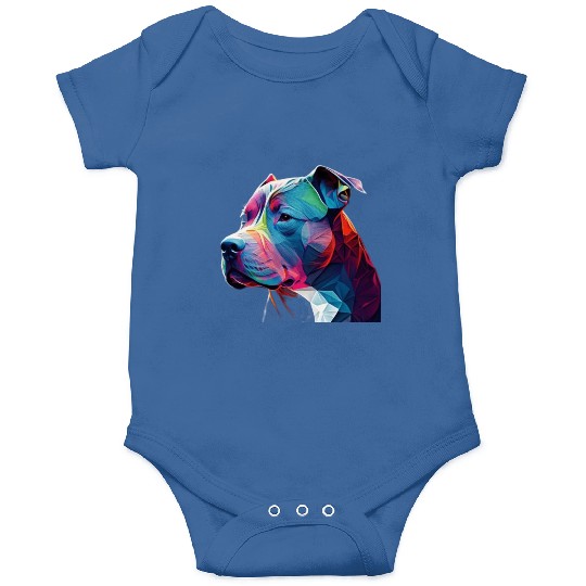 Blue Nose Pitbull Neon Face Origami Onesies